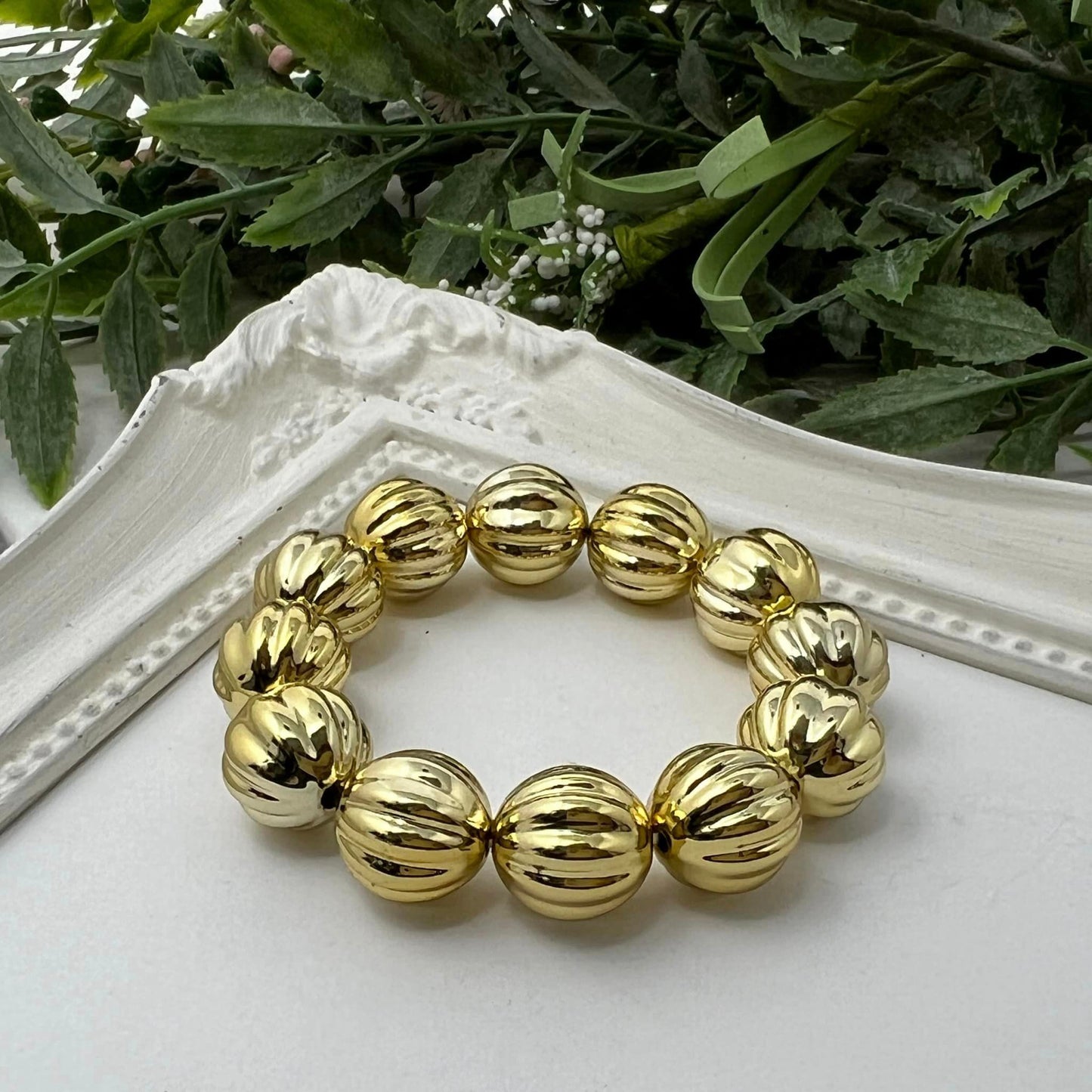 Gold Metallic Fluted Bracelet