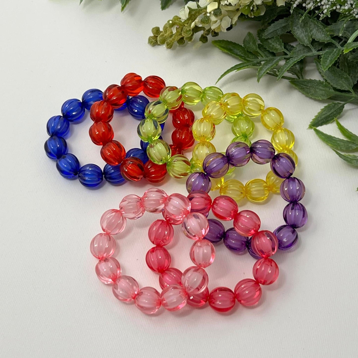Clear Fluted with White Center - Bracelet
