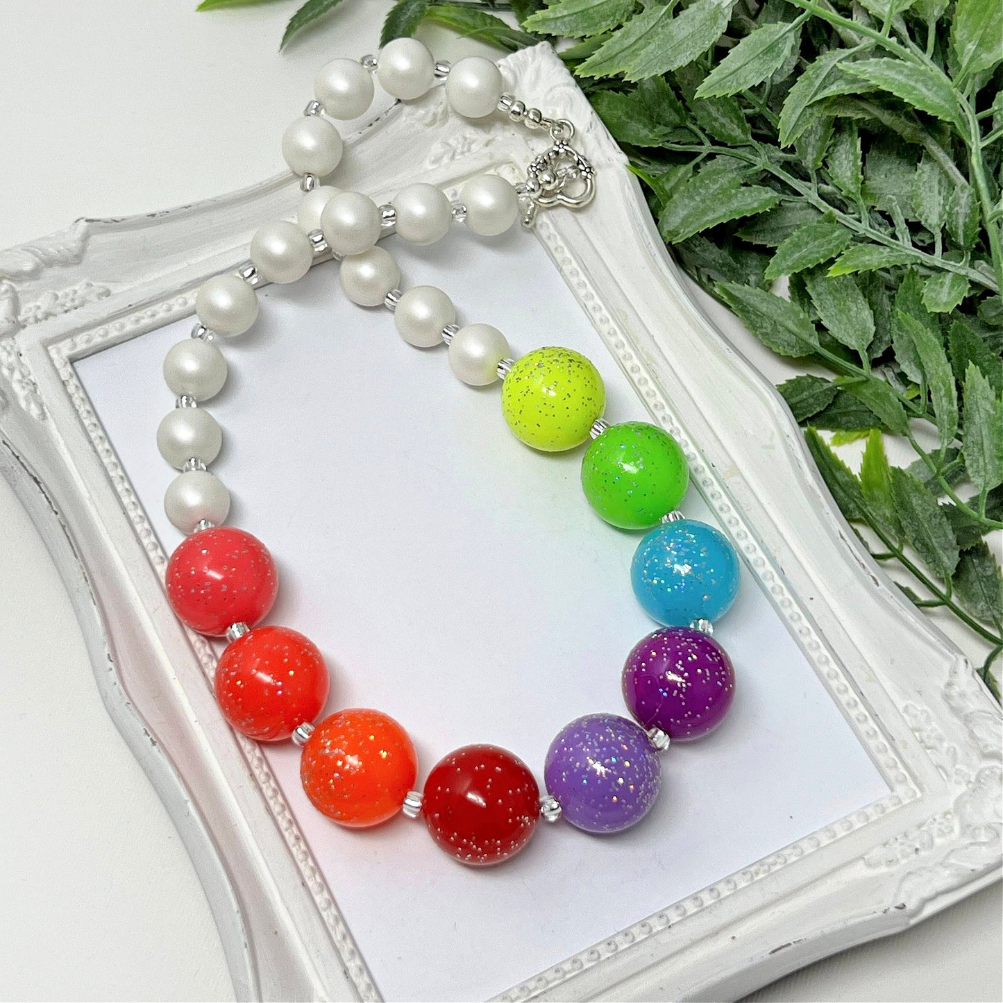 Neon Glitter Rainbow Necklace