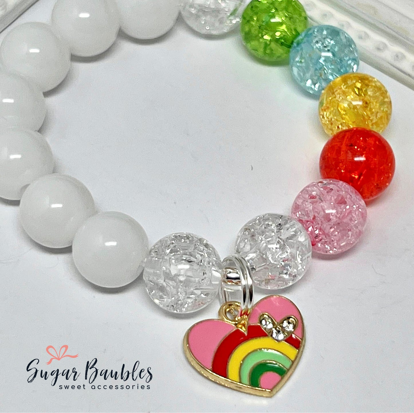 Pink Rainbow Heart Bracelet