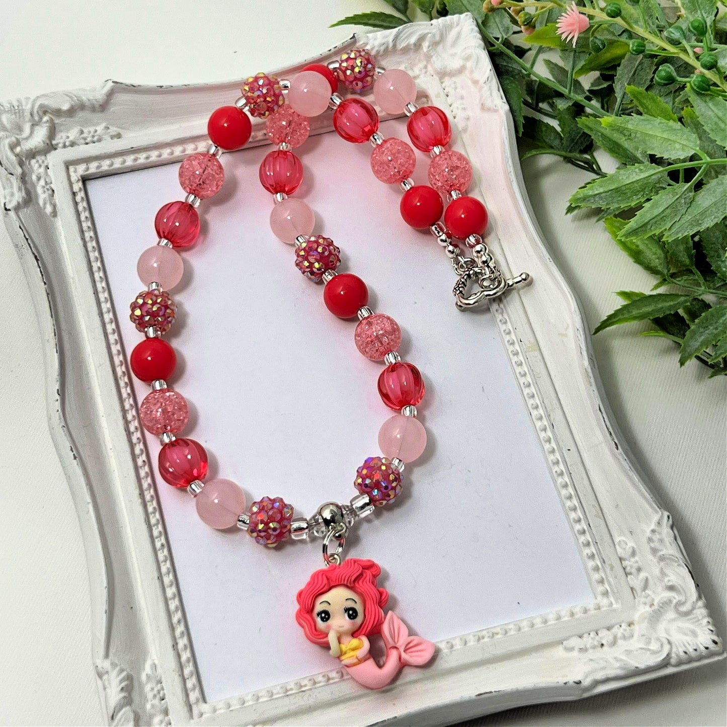 Hot Pink Mermaid Bitty Bead Necklace