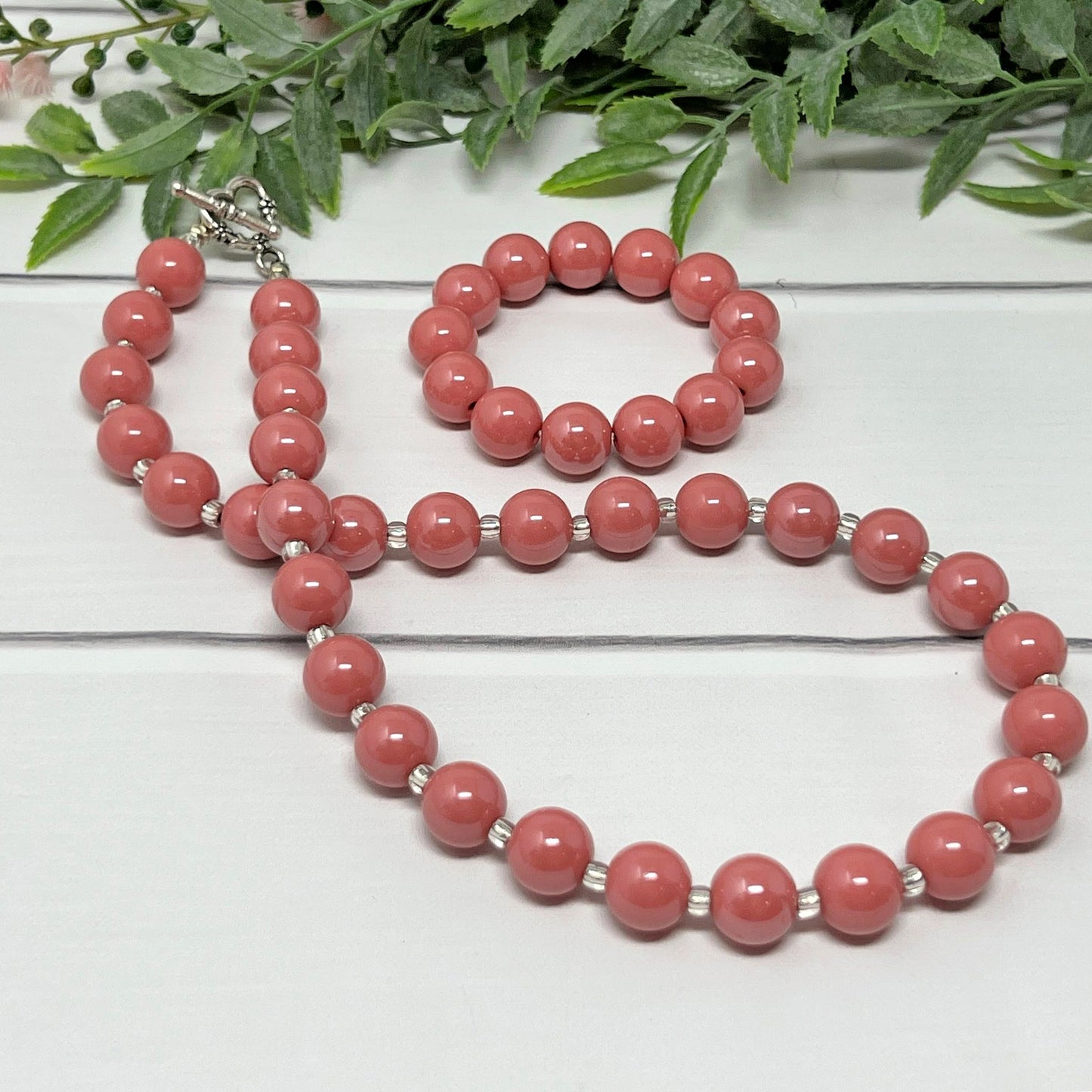 Dusty Pink Glossy Bitty Bead Necklace