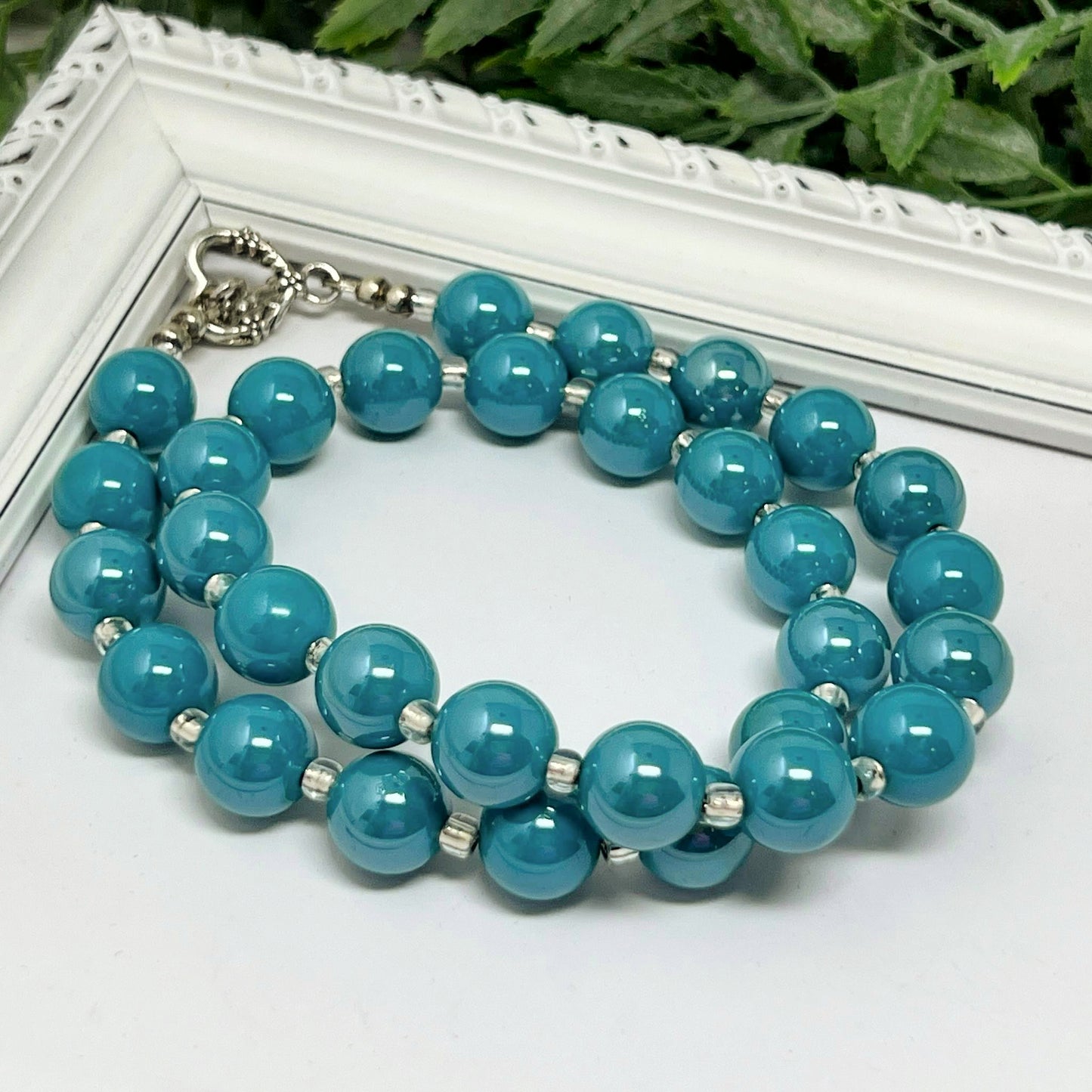 Teal Glossy Bitty Bead Necklace