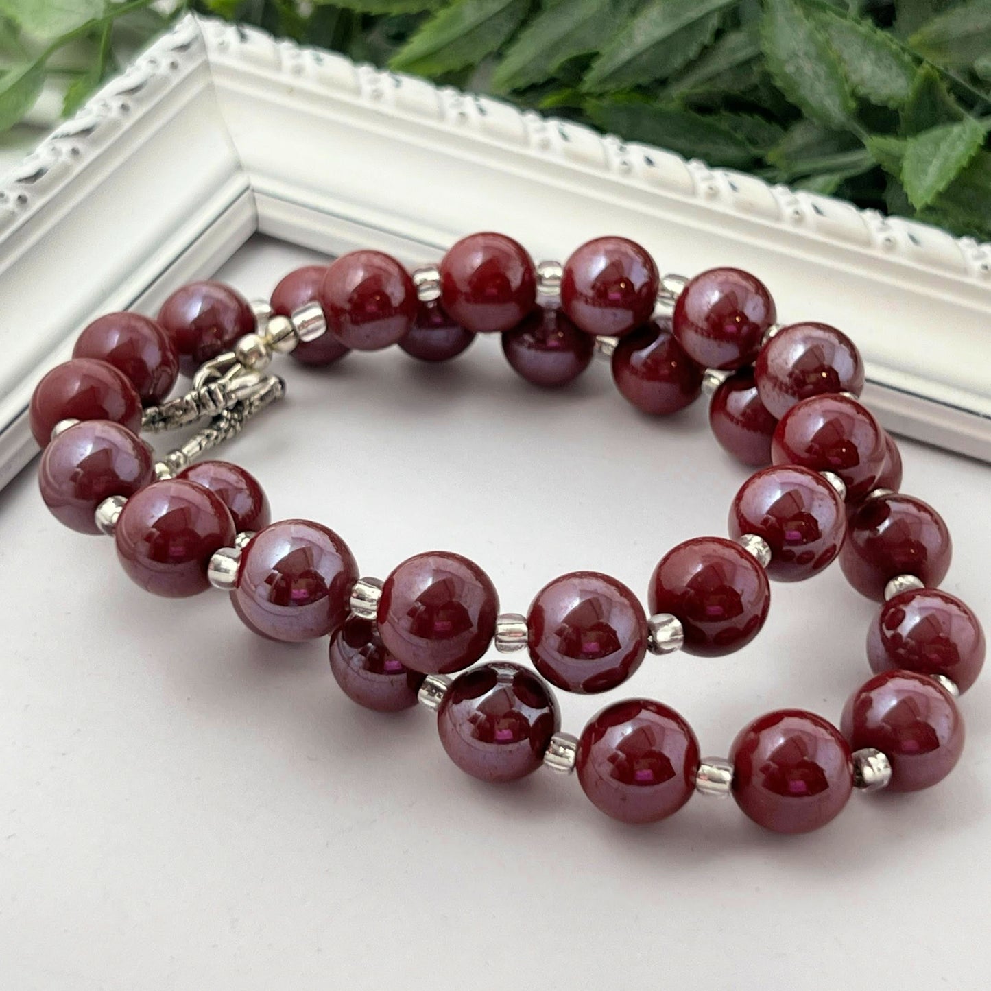 Berry Glossy Bitty Bead Necklace