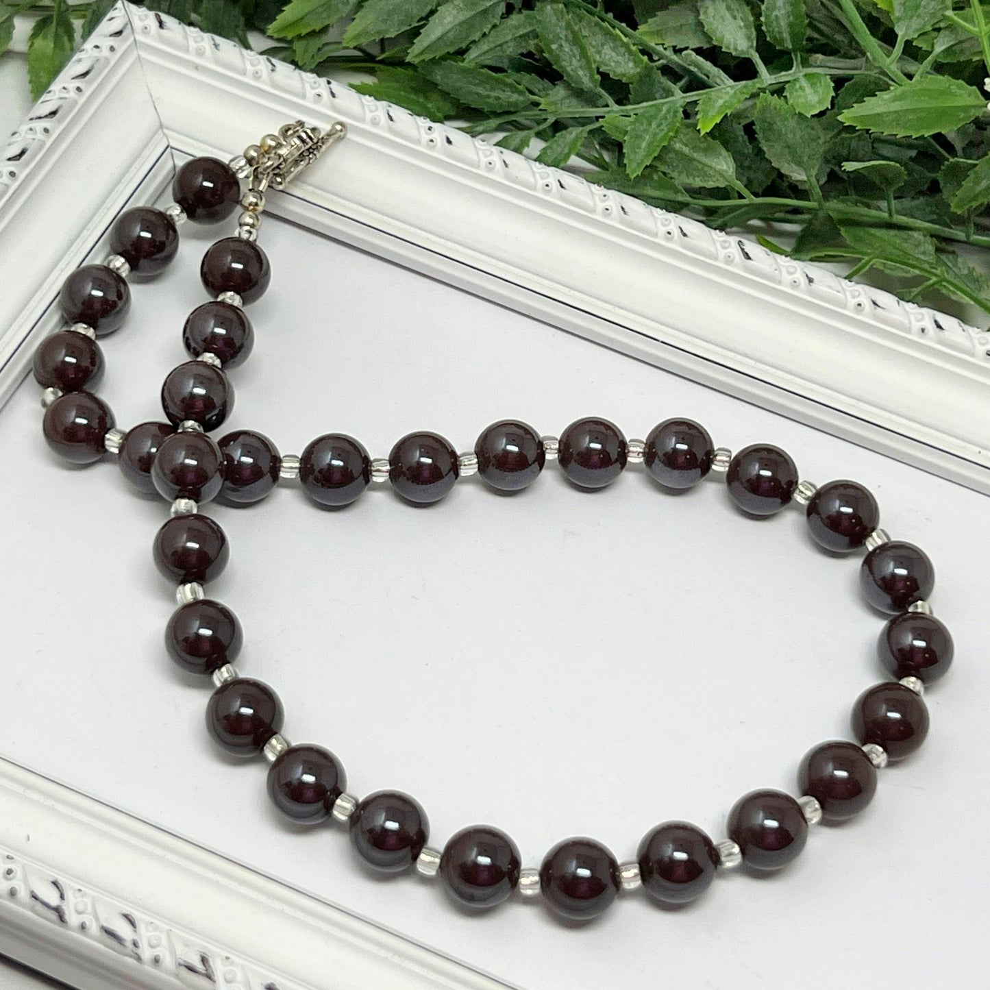 Chocolate Brown Glossy Bitty Bead Necklace