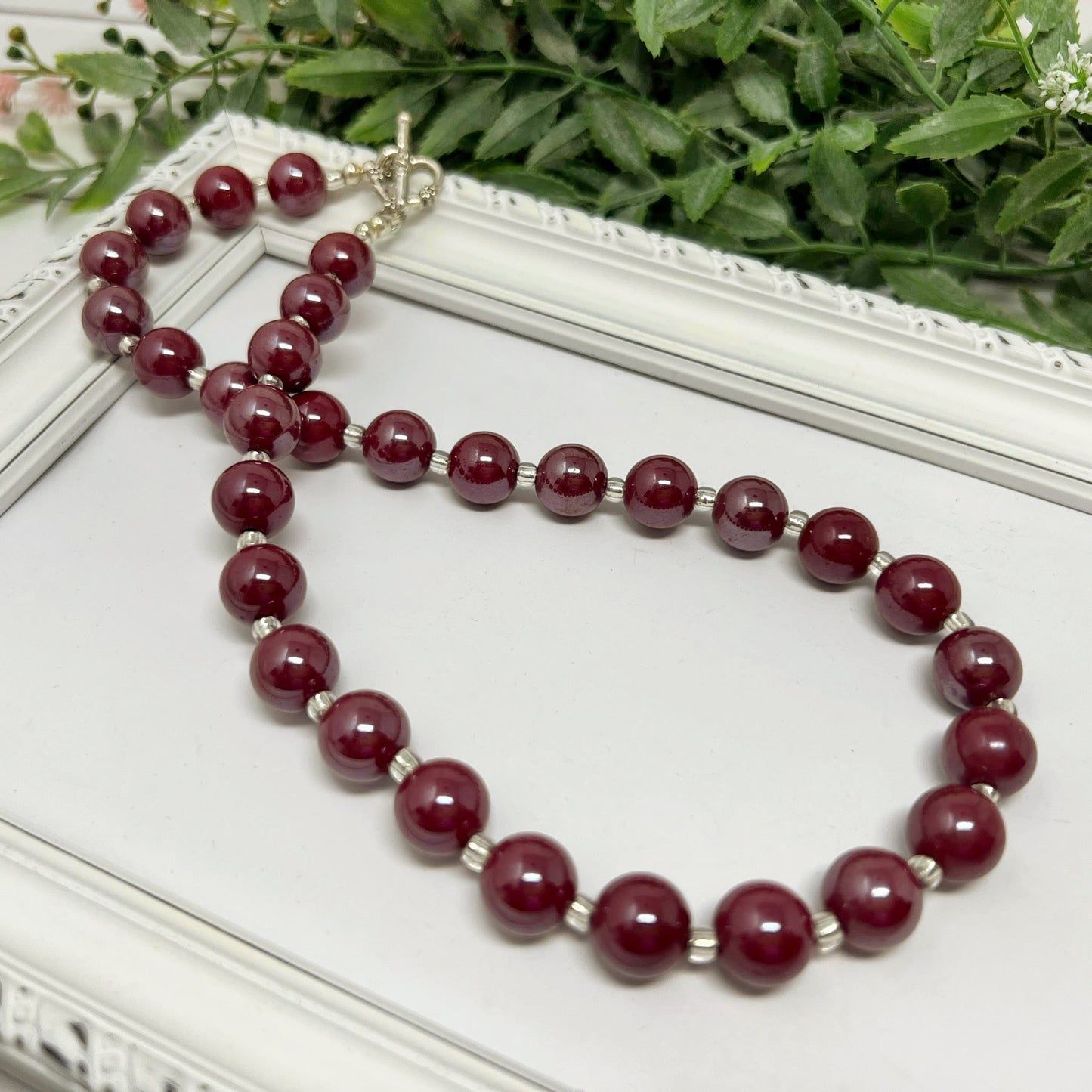 Berry Glossy Bitty Bead Necklace