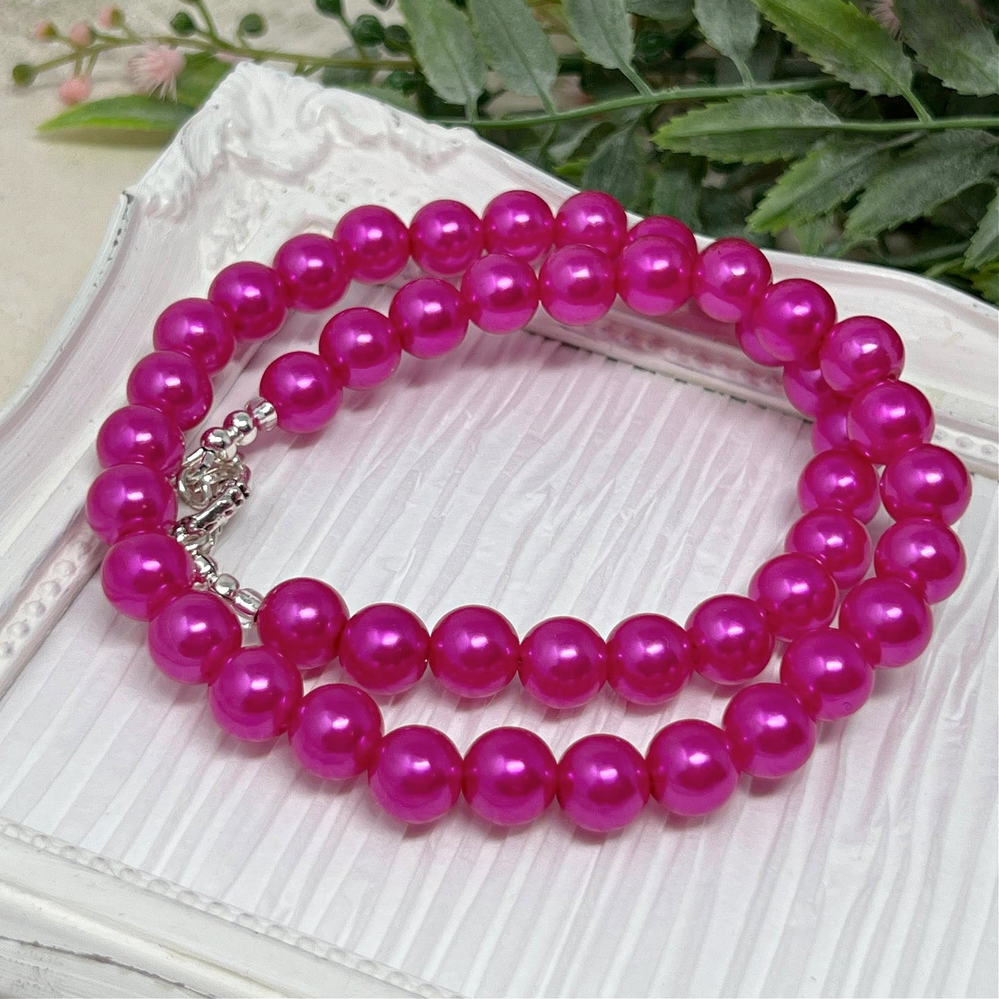 10mm Hot Pink Pearl Necklace
