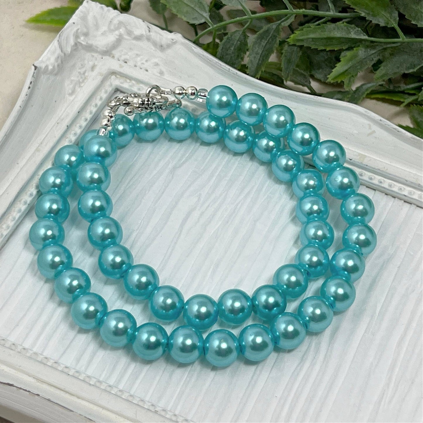 10mm Robin's Egg Blue Pearl Necklace