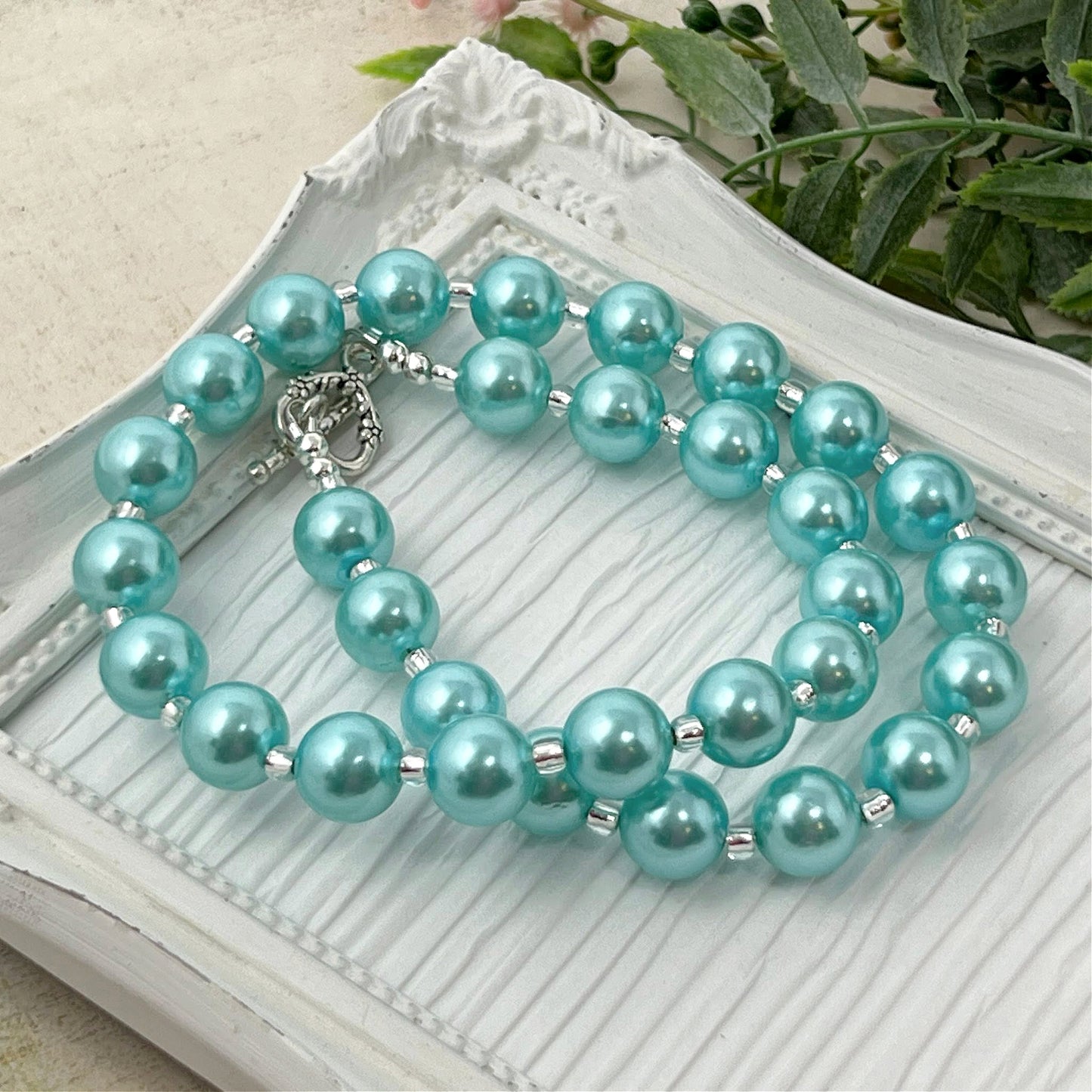 12mm Robin's Egg Blue Pearl Bitty Bead Necklace