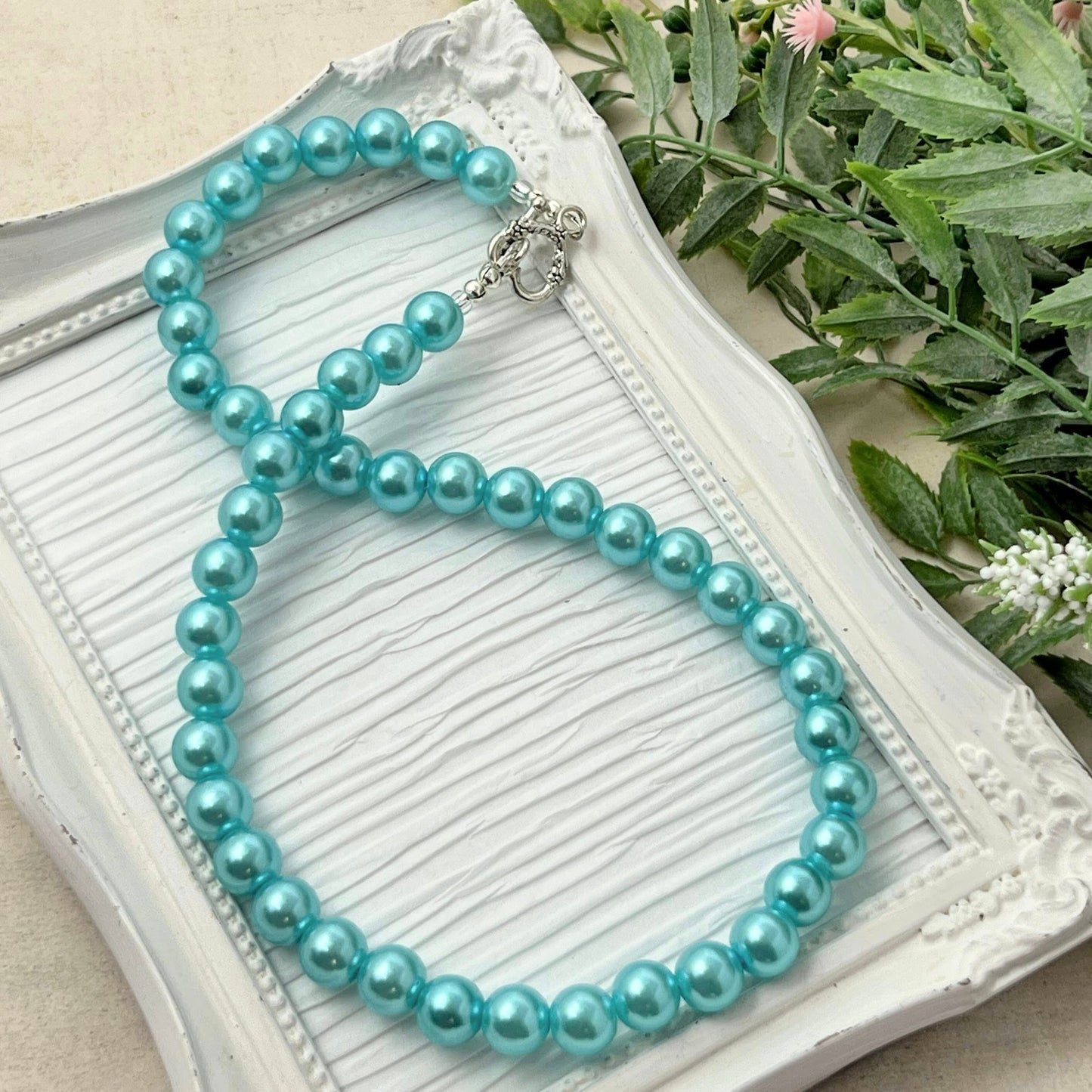 10mm Robin's Egg Blue Pearl Necklace
