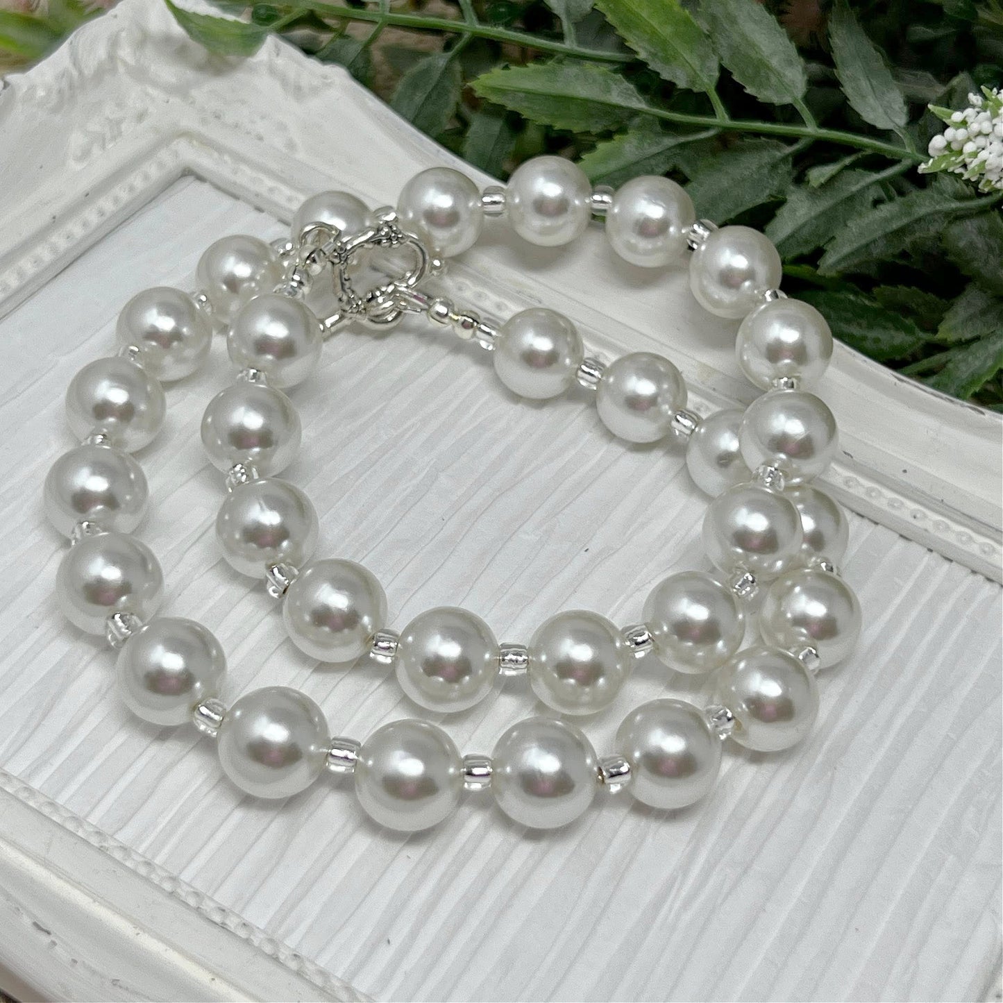 12mm White Pearl Bitty Bead Necklace