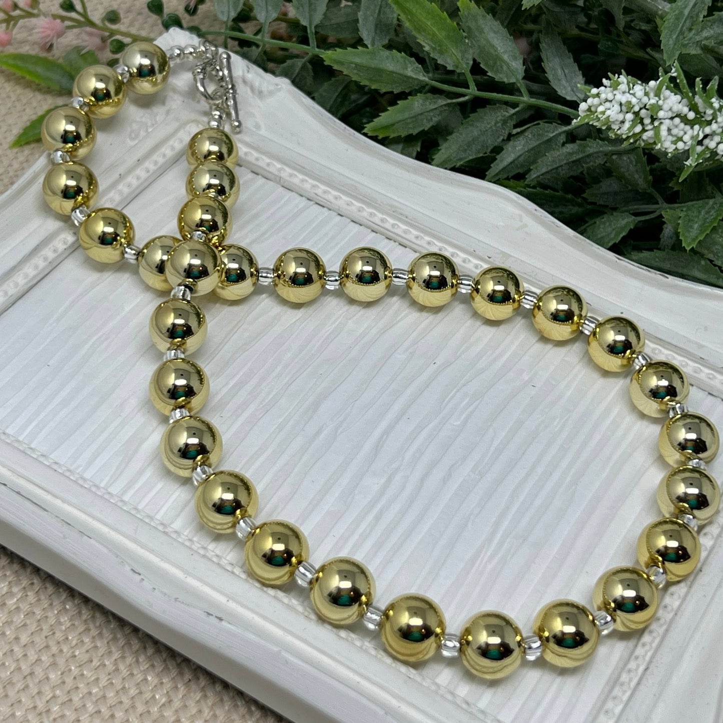 Gold Metallic Bitty Bead Necklace