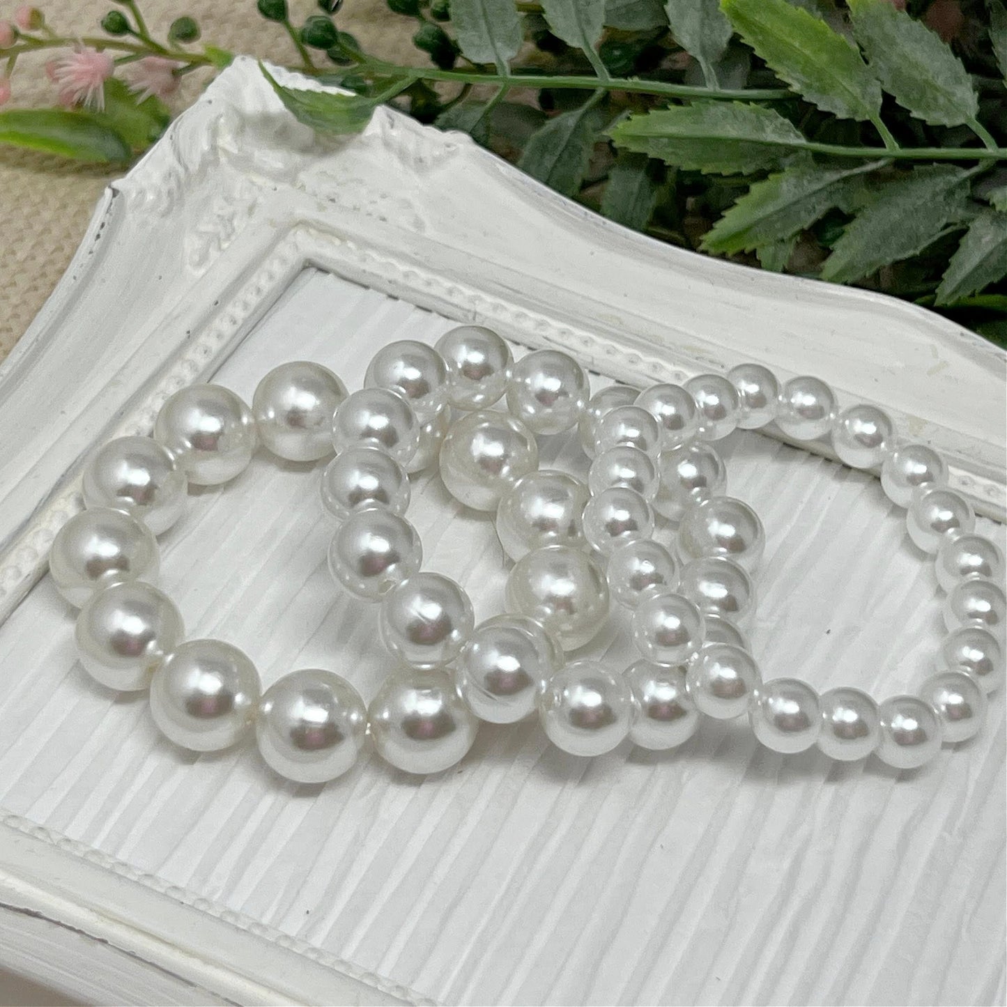 White Pearl Bracelets - 8mm, 10mm, 12mm