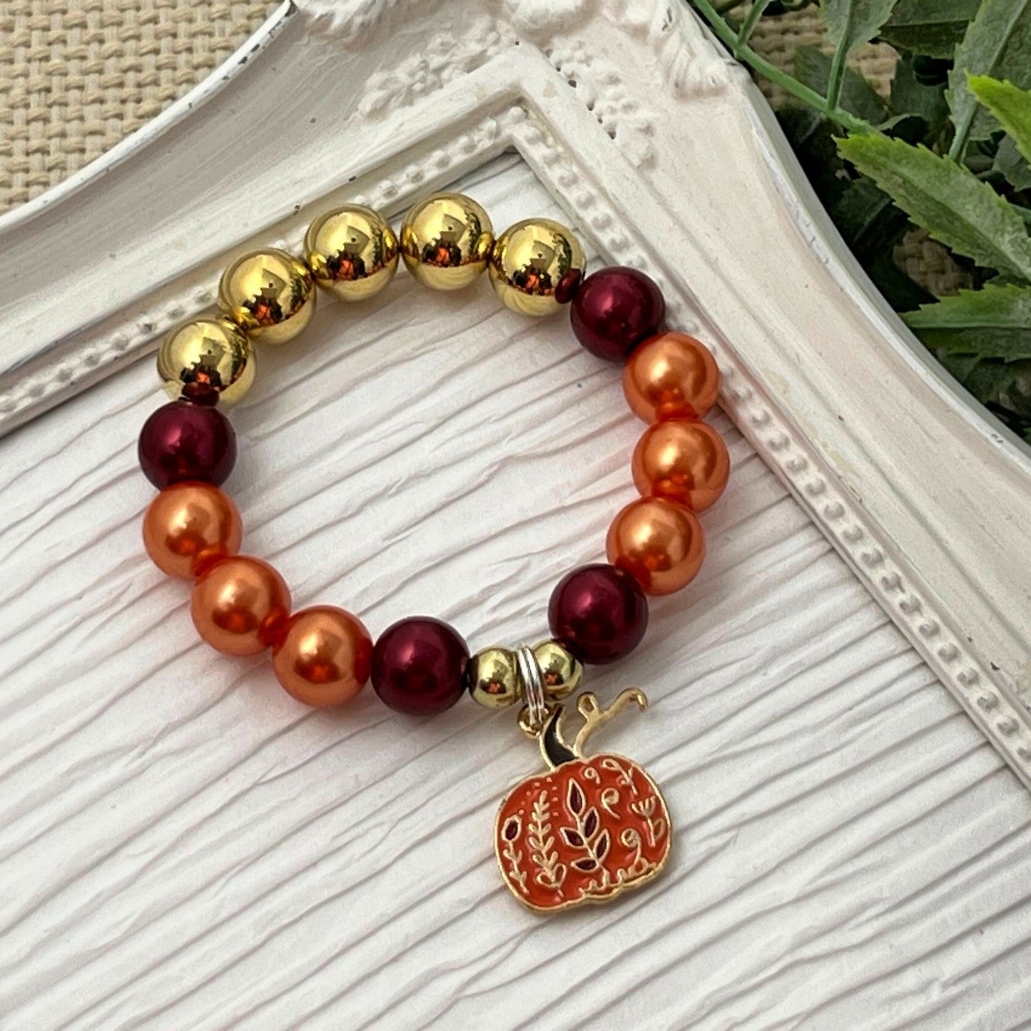 Pumpkin Swirl Stretch Charm Bracelet
