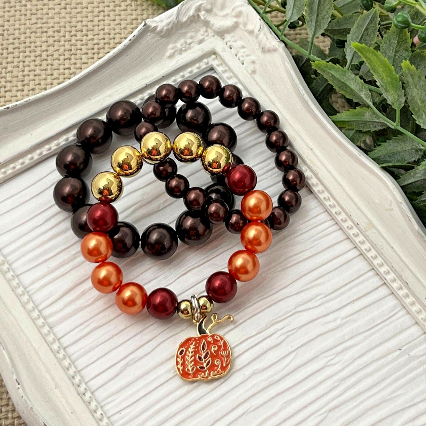 Pumpkin Swirl Stretch Charm Bracelet
