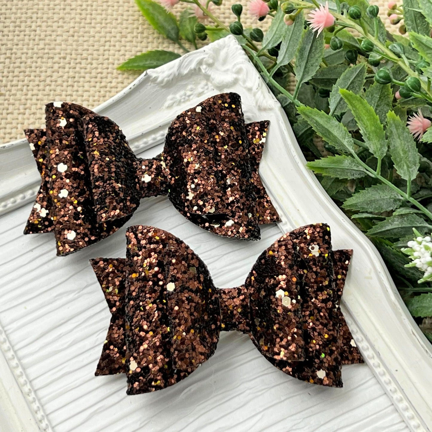 Chocolate Truffle Glitter Bow
