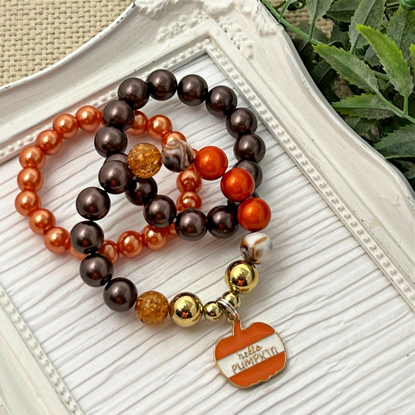 Hello Pumpkin stretch charm Bracelet