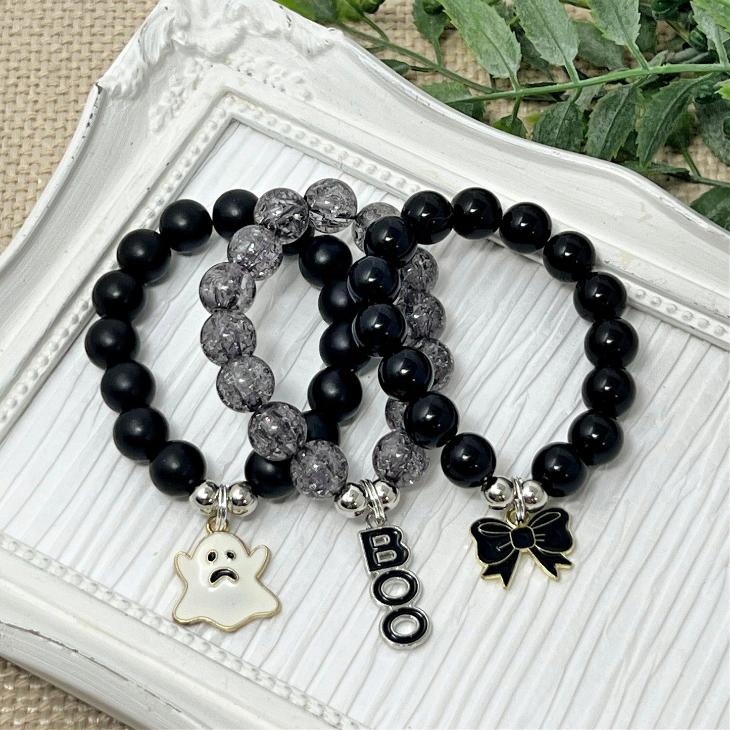 Black Ghost, Bow, or Boo Bracelet