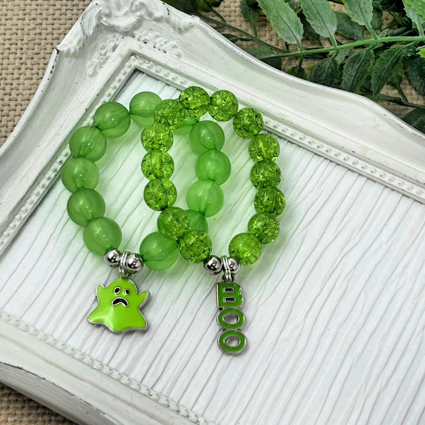 Green Ghost or Boo Bracelet