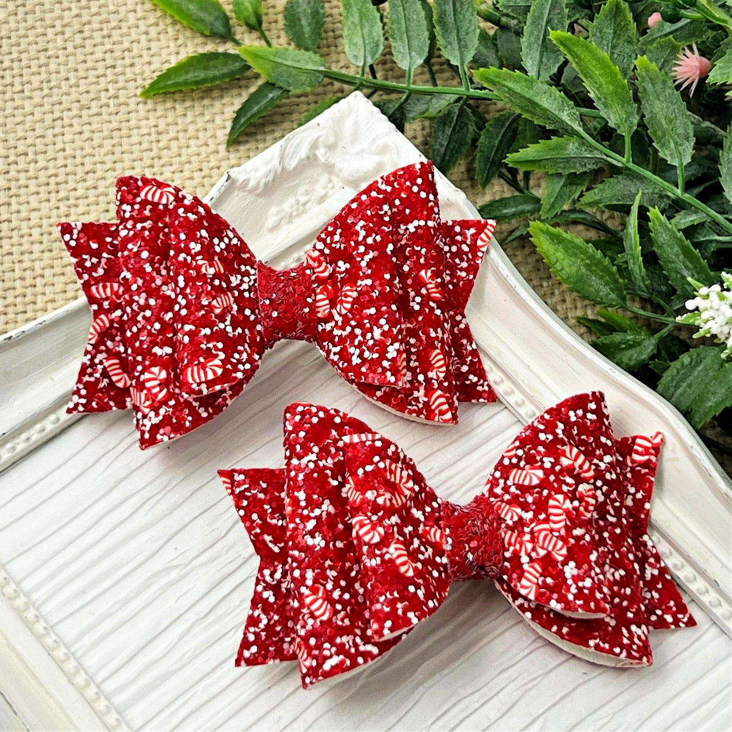 Candy Cane Confetti Bow