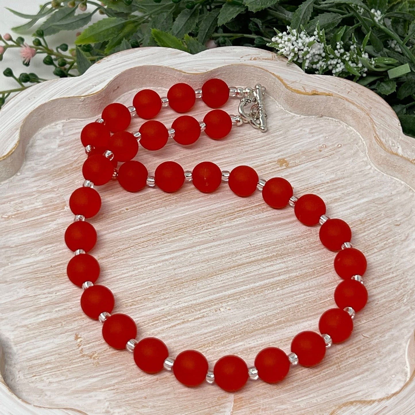 Red Frost Bitty Bead Necklace