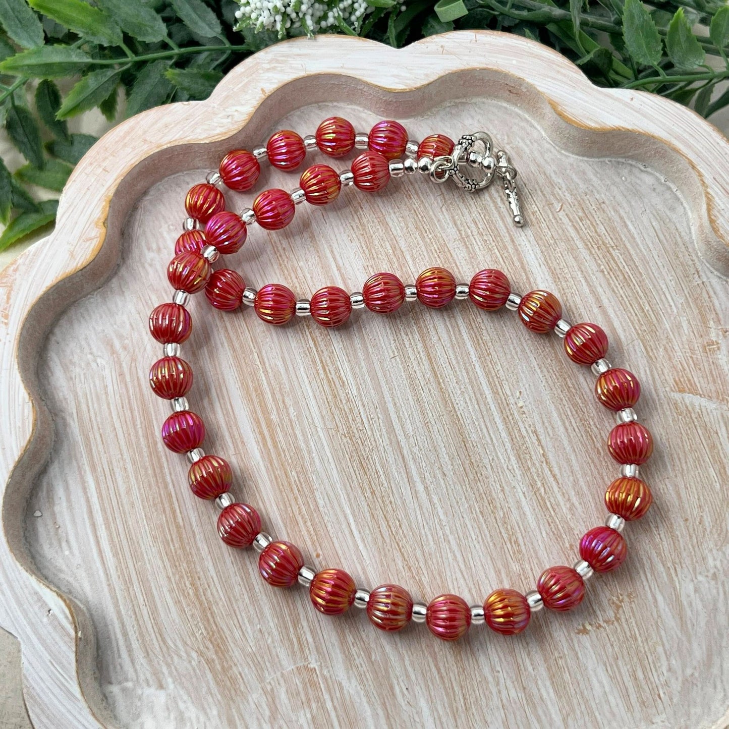 Cherry Sparkle Fluted Necklace