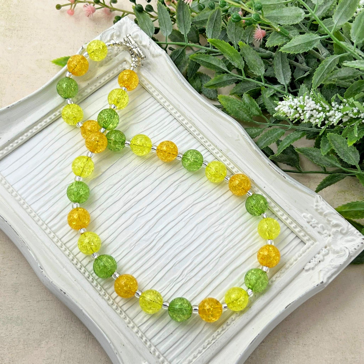 Citrus Crackle Bitty Bead Necklace
