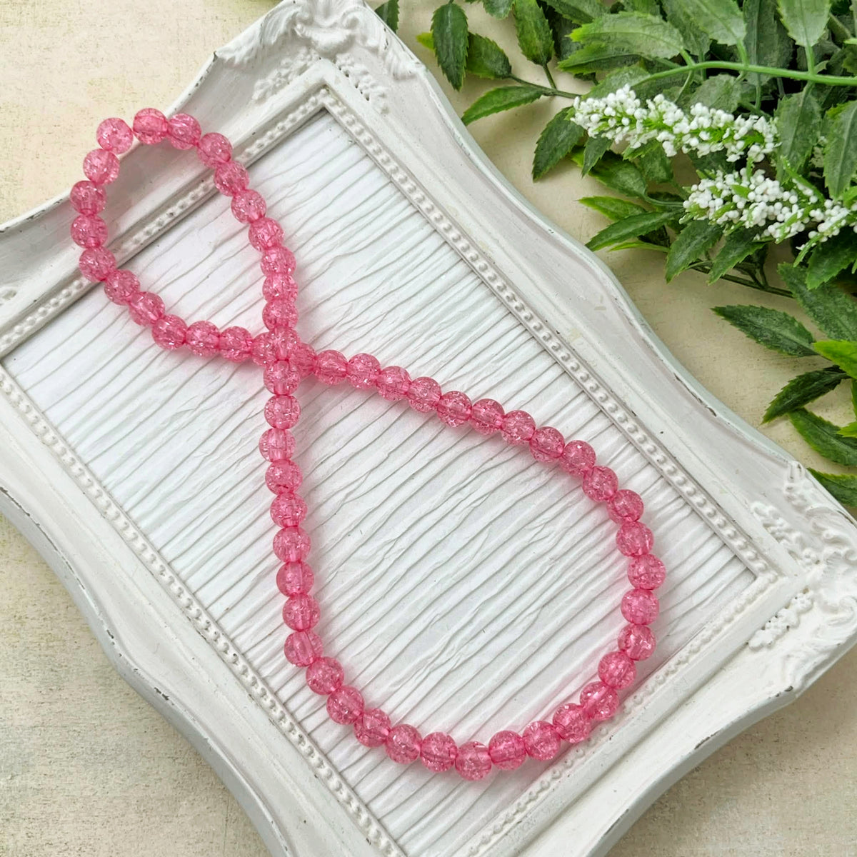 Pink Crackle Stretch Necklace