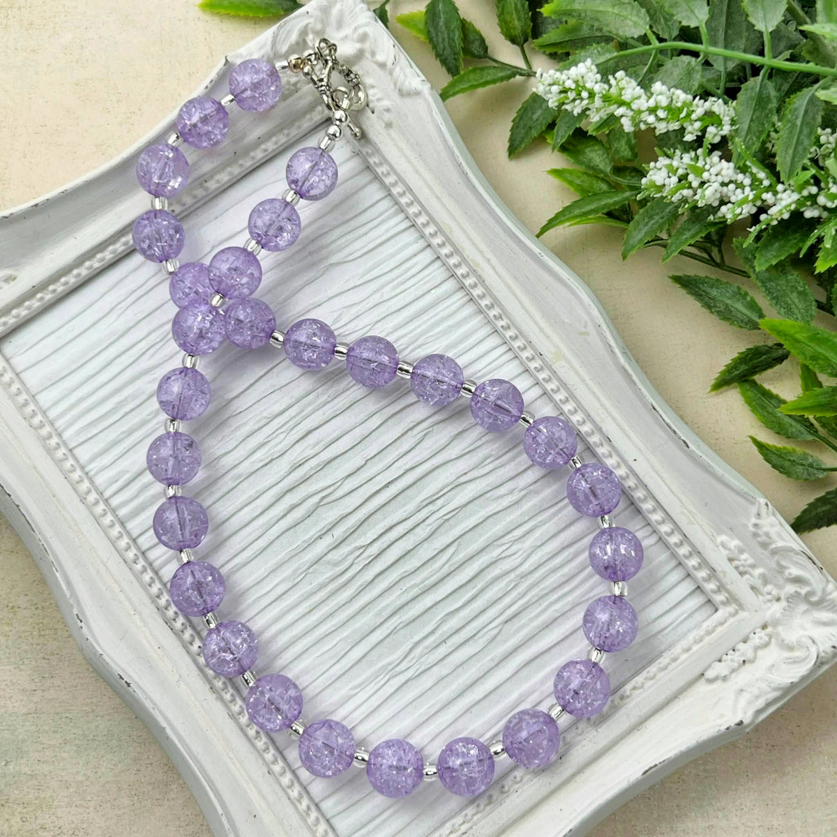 Purple Crackle Bitty Bead Necklace