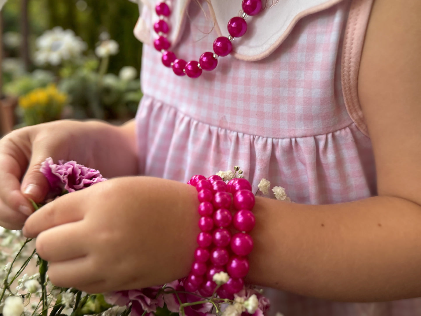 Hot Pink Pearl Bracelets - 8mm, 10mm, 12mm