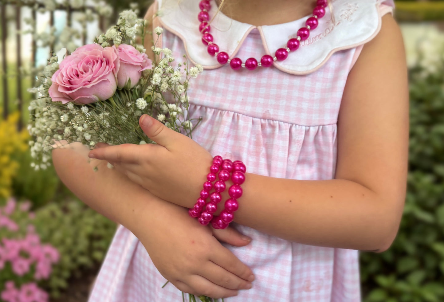Hot Pink Pearl Bracelets - 8mm, 10mm, 12mm