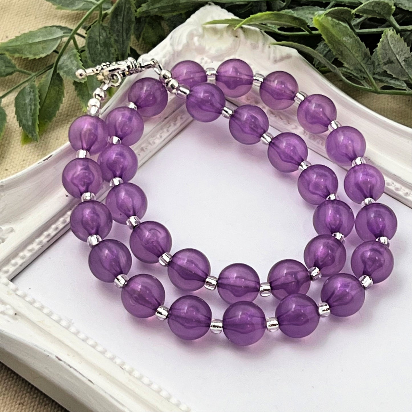 Grape Iridescent Bitty Bead Necklace