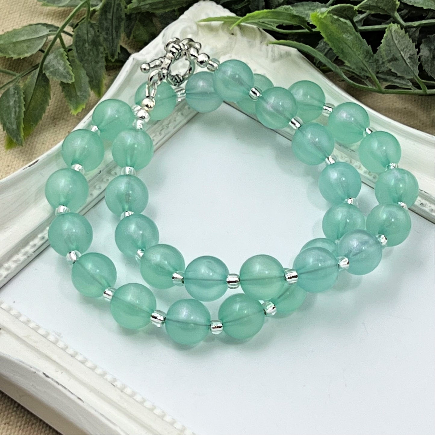 Seafoam Green Bitty Bead Necklace