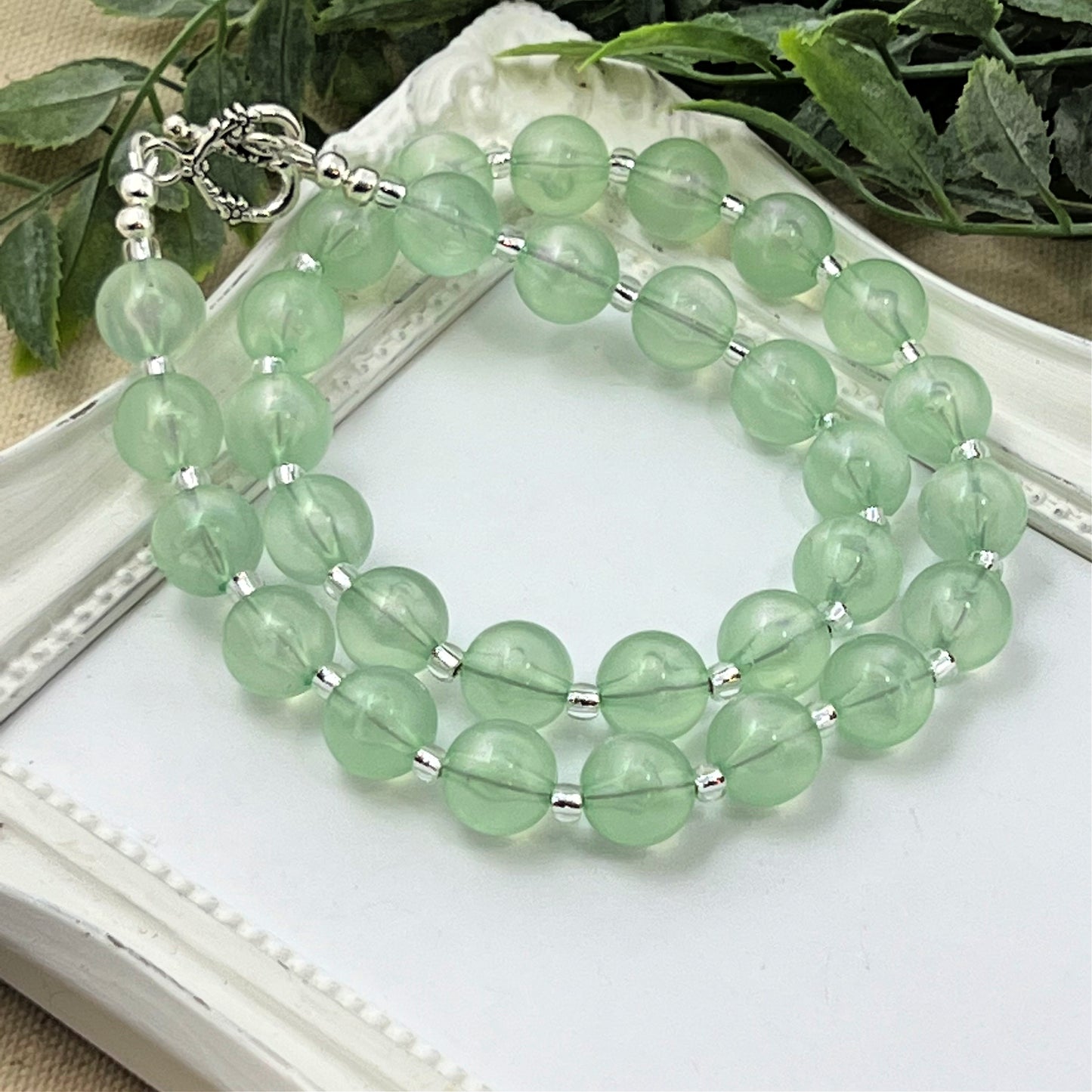 Mint Green Iridescent Bitty Bead Necklace