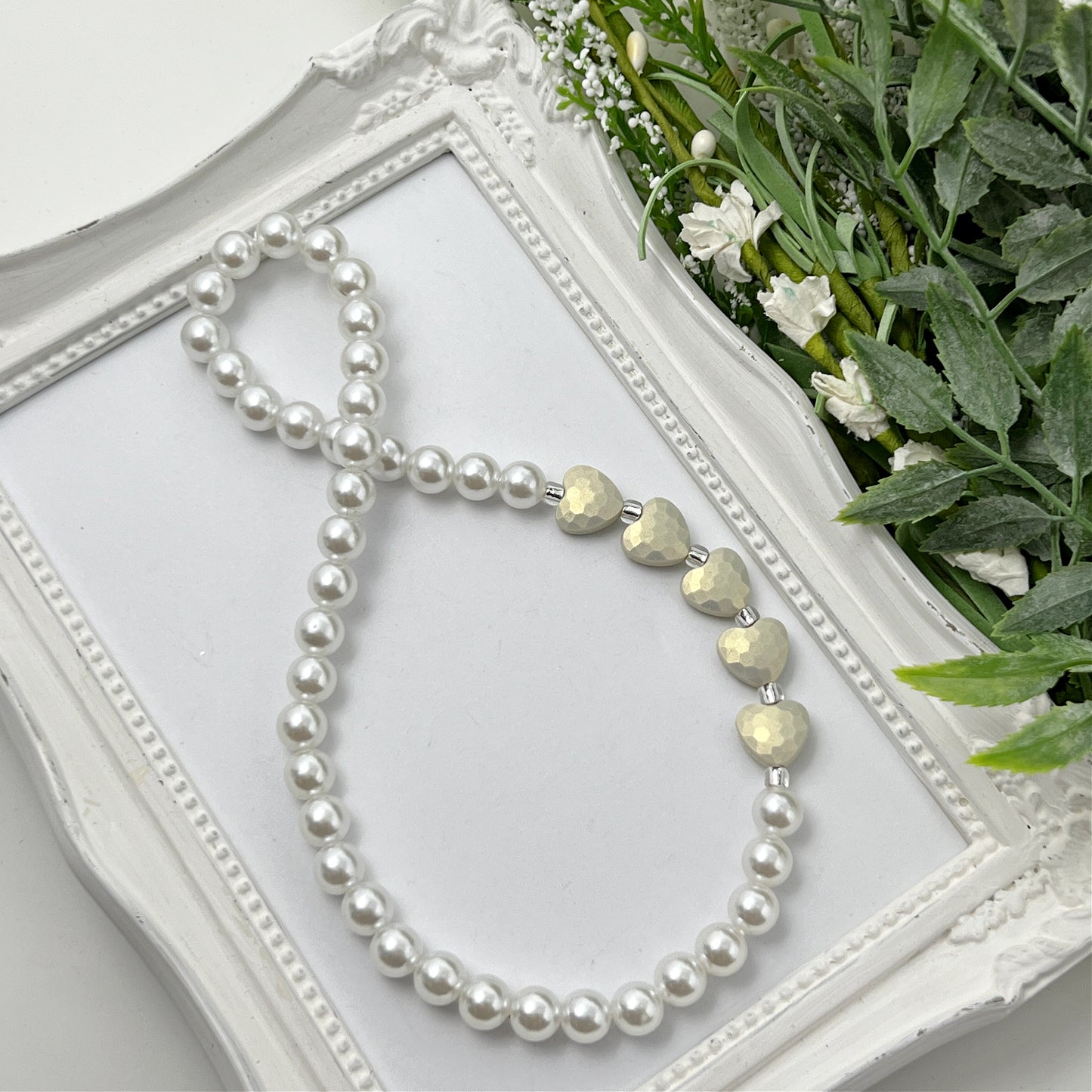 Light Grey Stardust Heart Stretch Necklace - Choose Length