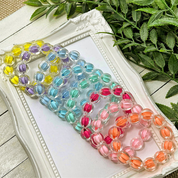 Clear Fluted Bracelet with Solid Center