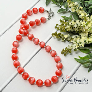 Milky Red Bitty Bead Necklace