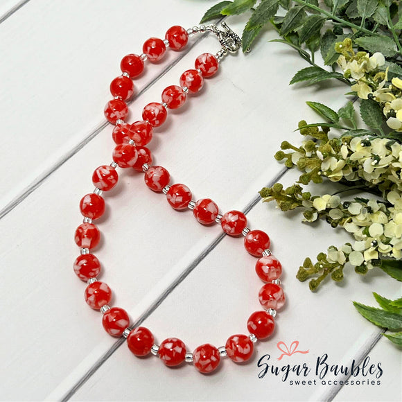 Red Confetti Bitty Bead Necklace