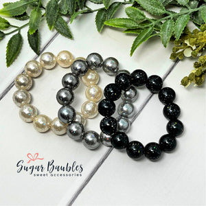 Glittered Pearl Stretch Bracelets