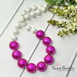 Bright Pink Halo Pearl Not-so-chunky Necklace