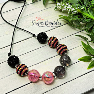 Pink & Black Corded Necklace