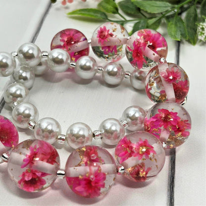 Dark Pink Dried Flower Necklace