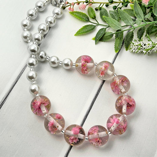Light Pink Dried Flower Necklace