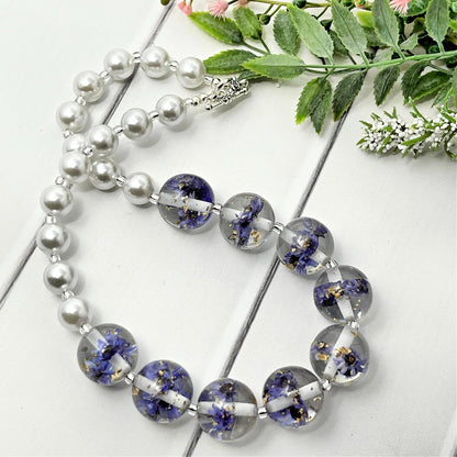Purple Dried Flower Necklace