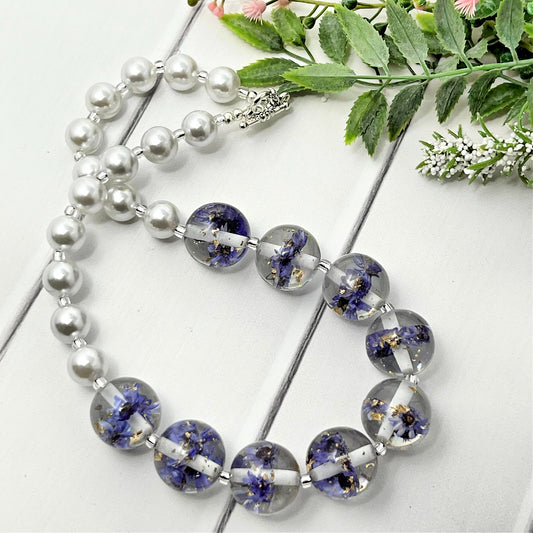 Purple Dried Flower Necklace