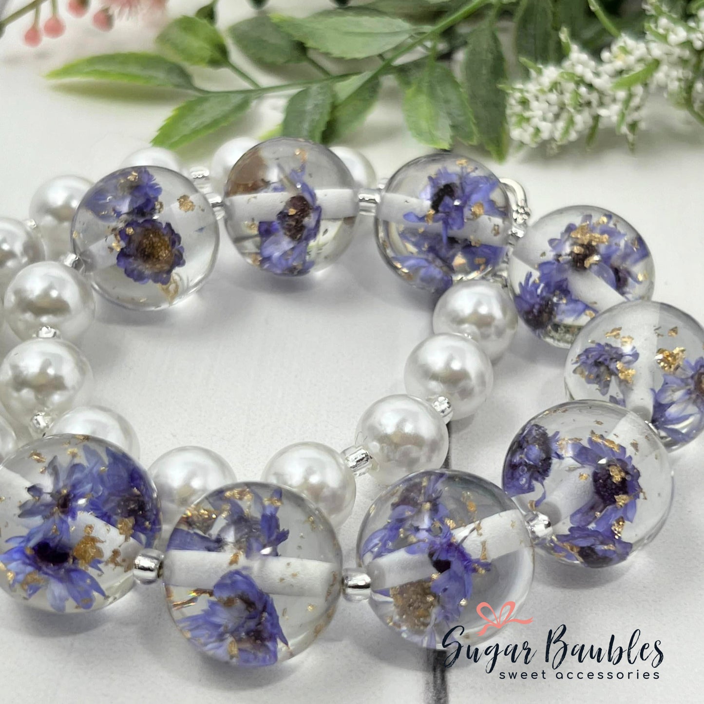 Purple Dried Flower Necklace