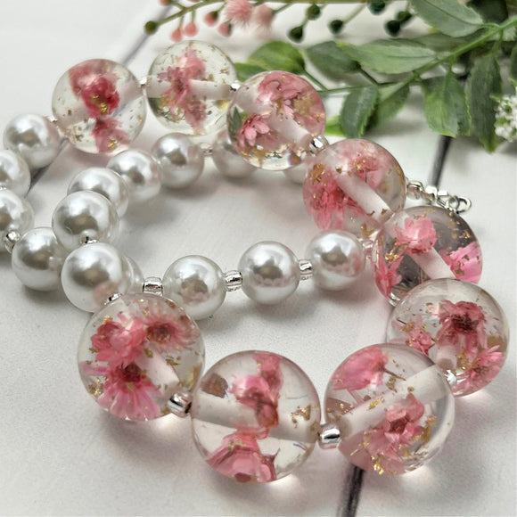 Light Pink Dried Flower Necklace
