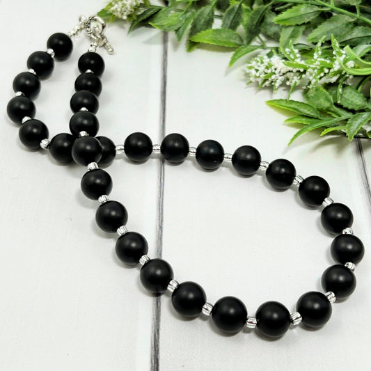Black Matte Bitty Bead Necklace
