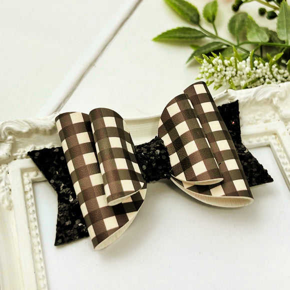 Black Plaid Bow