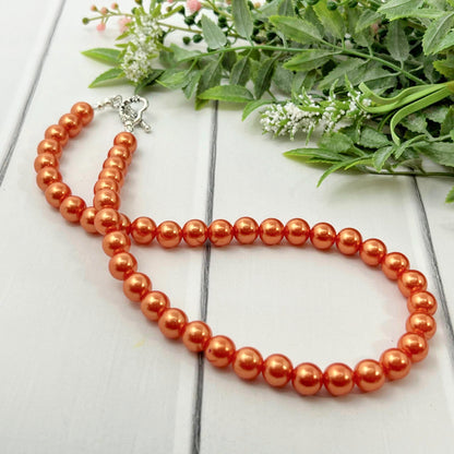 10mm Orange Spice Pearl Necklace